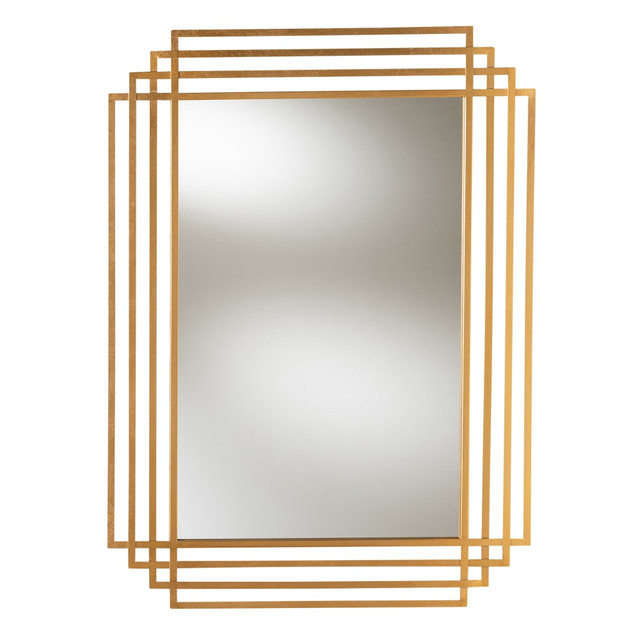 WHOLESALE INTERIORS, INC. 2721-8871 Baxton Studio Art Deco Rectangular Wall Mirror With Metal Frame, 44in x 32in, Antique Gold