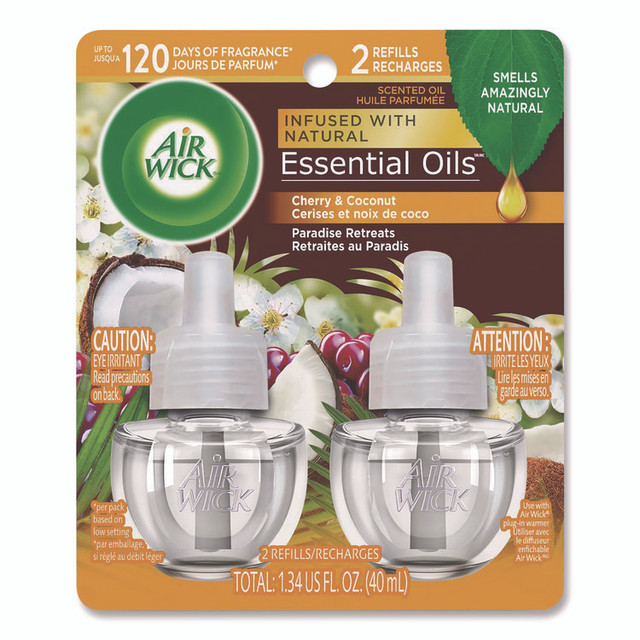 RECKITT BENCKISER Air Wick® 91110 Scented Oil Refills, Paradise Retreat, 0.67 oz, 2/Pack, 6 Packs/Carton