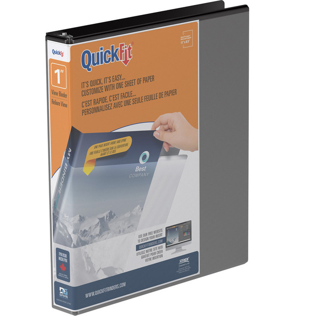 DAVIS GROUP OF COMPANIES CORP 8711-01 QuickFit View 3-Ring Binder, 1in Round Rings, Black DAVIS GROUP OF COMPANIES CORP 8711-01 QuickFit View 3-Ring Binder, 1in Round Rings, Black