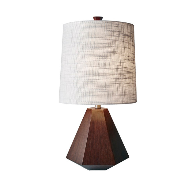 ADESSO INC 1508-15 Adesso Grayson Table Lamp, 25inH, White Shade/Walnut Birch Base