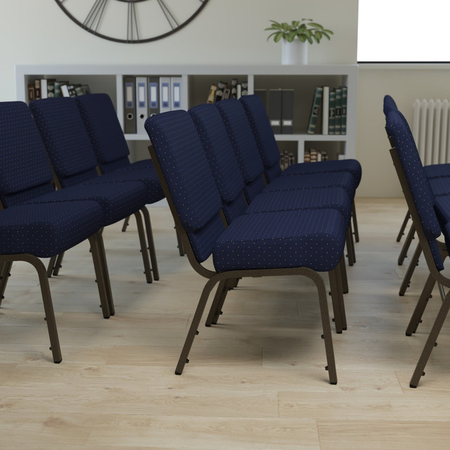 FLASH FURNITURE FCH2214GV810 HERCULES Series 21inW Stackable Church Chair, Navy Blue/Goldvein FLASH FURNITURE FCH2214GV810 HERCULES Series 21inW Stackable Church Chair, Navy Blue/Goldvein