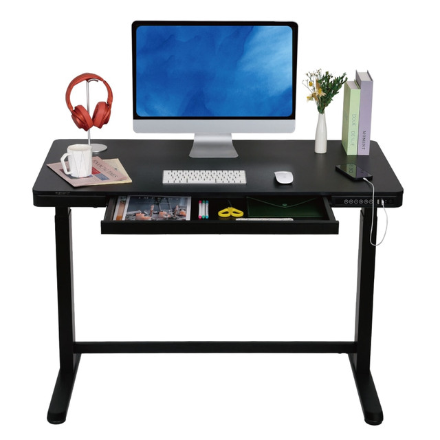 ZOXOU INC. EW8B FlexiSpot EW8 Electric 48inW Electric Height-Adjustable Standing Desk, Black