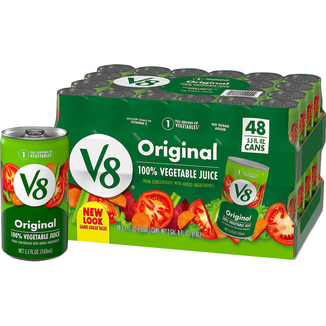 V8 CAM0882  Original Vegetable Juice, 5.5 Fl Oz, Carton Of 48 Cans