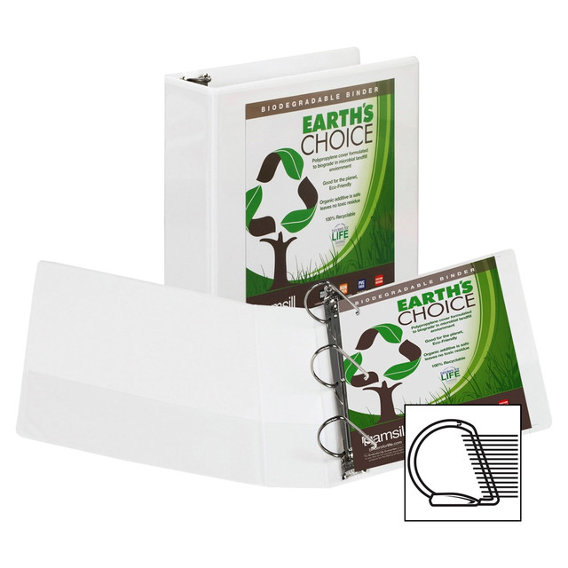 SAMSILL CORP Samsill 16987  Earths Choice Vue 3-Ring Binder, 3in D-Rings, White