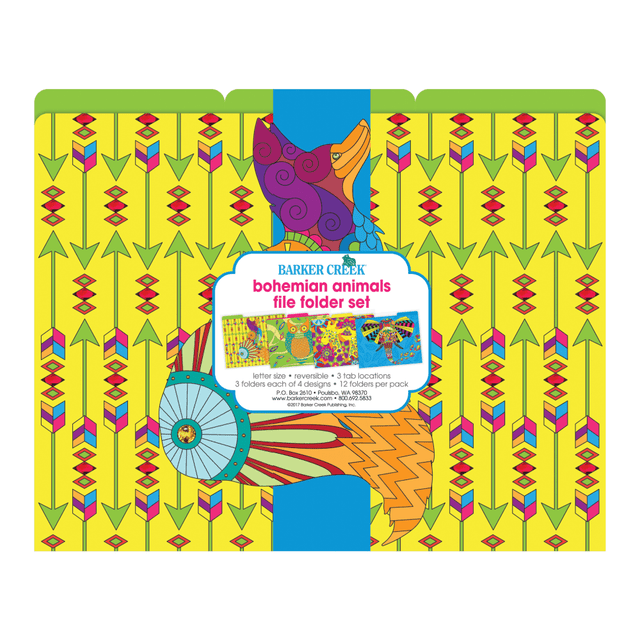 BARKER CREEK PUBLISHING, INC. BC1342 Barker Creek File Folders, Letter Size, Bohemian Animals, Pack Of 12 BARKER CREEK PUBLISHING, INC. BC1342 Barker Creek File Folders, Letter Size, Bohemian Animals, Pack Of 12