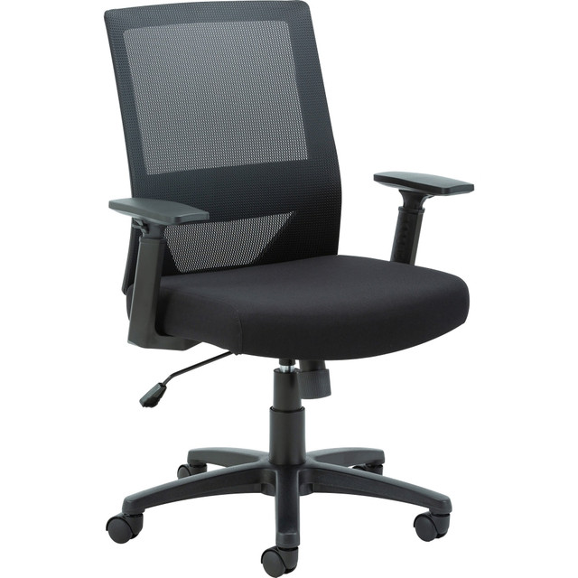 SP RICHARDS 41840 Lorell SOHO Mesh Mid-Back Task Chair - Gray Fabric Seat - Gray Fabric Back - Mid Back - 5-star Base - Black - Armrest - 1 Each