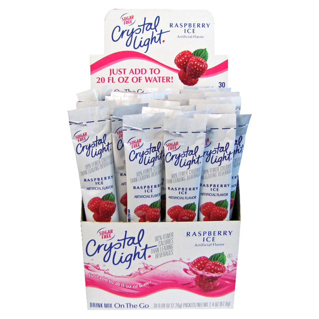 KRAFT HEINZ FOODS COMPANY CRY79800 Crystal Light On The Go Mix Sticks, Raspberry, Box Of 30 Packets