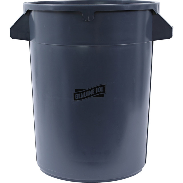 GENUINE JOE 60463  Heavy-Duty Trash Container, 32 Gallons, Gray
