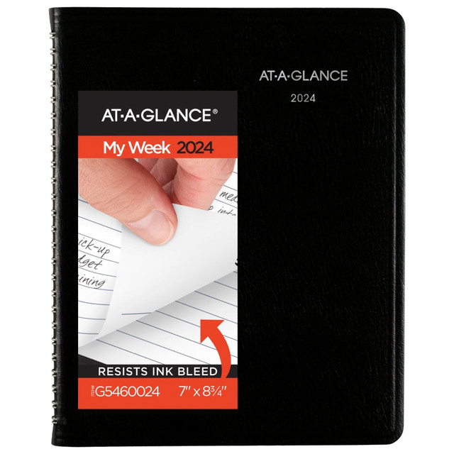 ACCO BRANDS USA, LLC AT-A-GLANCE G5460024 2024 AT-A-GLANCE DayMinder Executive Weekly/Monthly Planner With Notes, 7in x 8-3/4in, Black, January To December 2024, G54600