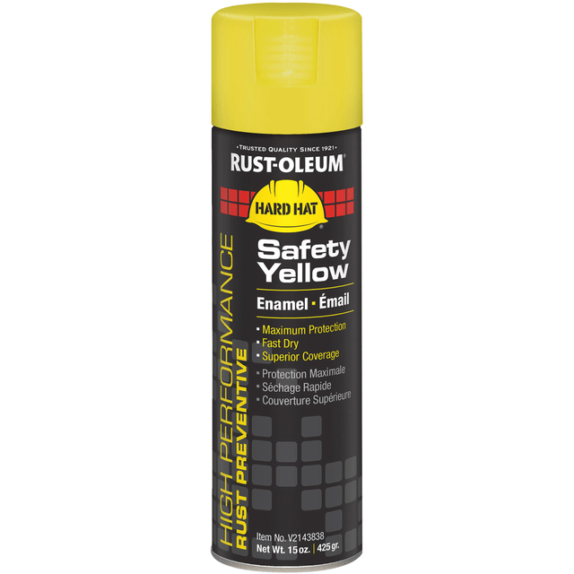 RUST-OLEUM CORPORATION V2143838 Rust-Oleum Hard Hat High Performance V2100 System Rust Preventive Enamel Spray Paint, 15 Oz, Gloss Safety Yellow, Case Of 6 Cans