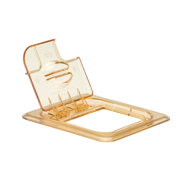 CAMBRO MFG. CO. Cambro 60HPLN150  H-Pan High-Heat GN 1/6 Notched FlipLids, Amber, Set Of 6 Lids