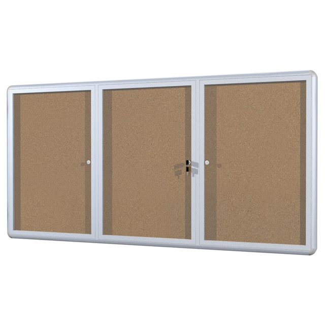 MasterVision VT1620101230  Anodized Aluminum Frame Enclosed Cork Bulletin Board, 3 Doors, 36in x 72in