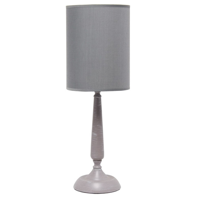 ALL THE RAGES INC LT2075-GRY Simple Designs Traditional Candlestick Table Lamp, 22-3/4inH, Gray Shade/Gray Wash Base