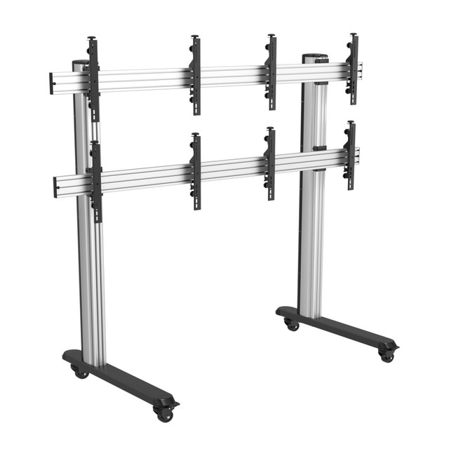 If you want employees or customers to be able to view important business details, consider using this monitor stand. The height-adjustable monitor stand is made of durable steel and can accept 4 monitors. The rolling monitor stand features locking casters to keep it from unwanted movement.  Works with 4 displays between 40 and 65in.  Steel construction for lasting strength.  Height, depth and tilt are adjustable to suit your needs.  Large, low-profile base features casters that lock in place to prevent unwanted movement.  Weight capacity tested to support 440 lb.  Assembly required.  Backed by the manufacturers 10-year limited warranty.  This product is heavy and/or oversized and may need more than one person to handle.