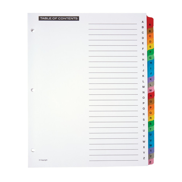 OFFICE DEPOT 3585414706 Brand Table Of Contents Customizable Index With Preprinted Tabs, Multicolor, A-Z OFFICE DEPOT 3585414706 Brand Table Of Contents Customizable Index With Preprinted Tabs, Multicolor, A-Z