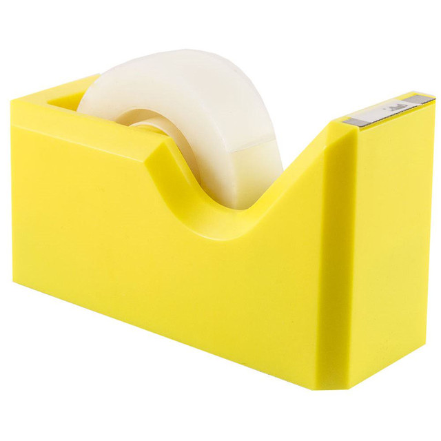 JAM PAPER AND ENVELOPE 338YE JAM Paper Plastic Tape Dispenser, 4-1/2inH x 2-1/2inW x 1-3/4inD, Yellow