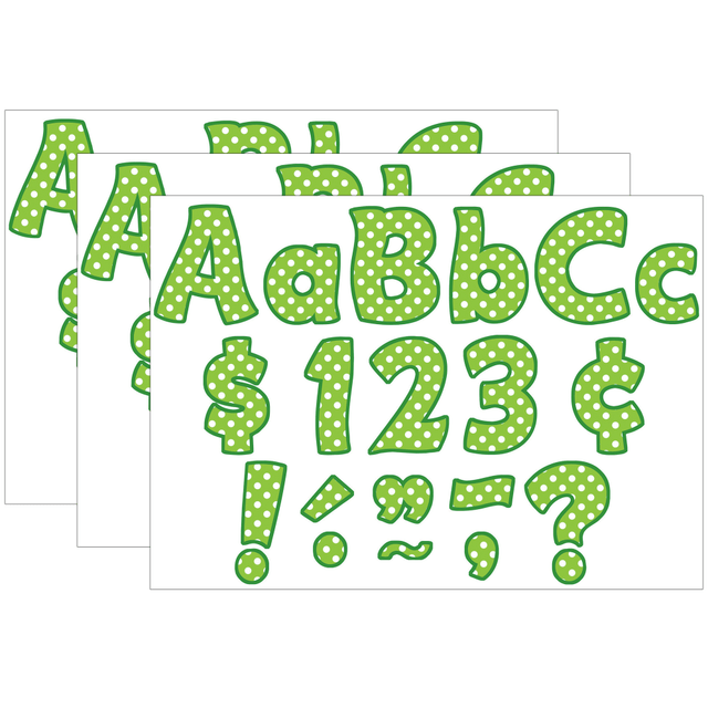 EDUCATORS RESOURCE TCR5345-3 Teacher Created Resources Letters, 4in, Lime Polka Dots Funtastic Font Combo Pack, Set Of 3 Packs EDUCATORS RESOURCE TCR5345-3 Teacher Created Resources Letters, 4in, Lime Polka Dots Funtastic Font Combo Pack, Set Of 3 Packs