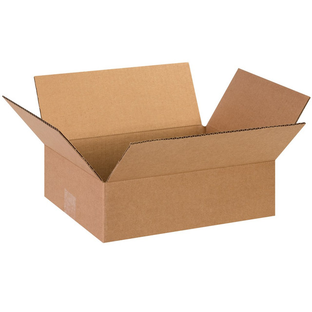 B O X MANAGEMENT, INC. 13104 Partners Brand Flat Corrugated Boxes, 13in x 10in x 4in, Kraft, Pack Of 25