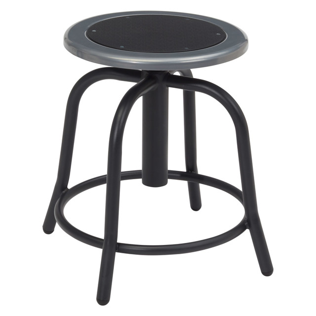 NATIONAL PUBLIC SEATING CORP 6810-10 National Public Seating 18in - 24in Height Adjustable Swivel Stool, Black Steel Seat, Black Frame