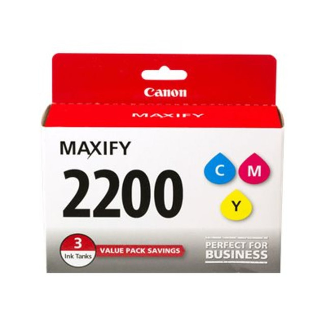 CANON USA, INC. Canon 9304B005  PGI-2200 CMY Value Pack - 3-pack - yellow, cyan, magenta - original - ink tank - for MAXIFY iB4020, iB4120, MB5020, MB5120, MB5320, MB5420