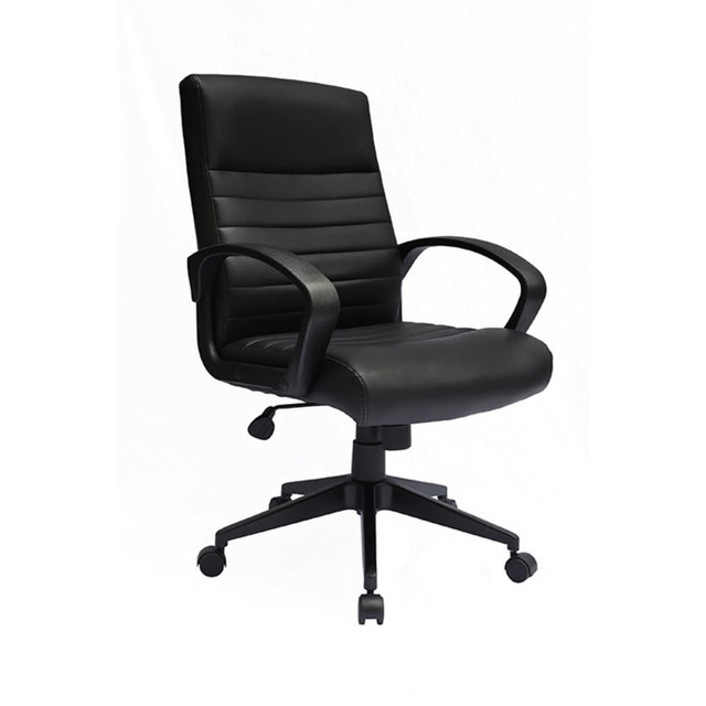 NORSTAR OFFICE PRODUCTS INC. B426-BK Boss Office Products Ribbed Back Ergonomic Faux Leather High-Back Task Chair, Black