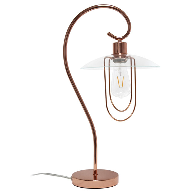 ALL THE RAGES INC Lalia Home LHT-4000-RG  Modern Metal Scroll Table Lamp, 22-1/4inH, Clear Shade/Rose Gold Base