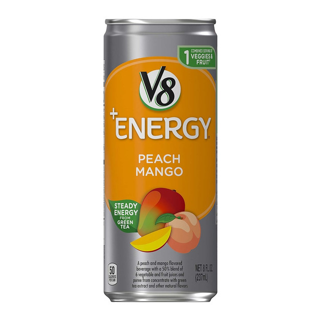 CAMPBELL SOUP COMPANY 605139 V8 +Energy Peach Mango Energy Drink, 8 Oz, Pack Of 24 Cans CAMPBELL SOUP COMPANY 605139 V8 +Energy Peach Mango Energy Drink, 8 Oz, Pack Of 24 Cans