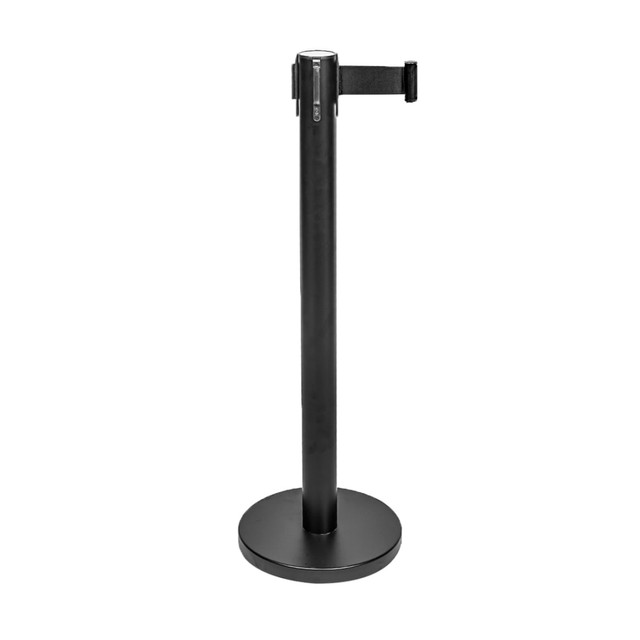 CENTRAL SPECIALTIES CO. 5800BK-BLK CSL Stanchions With 6ft Retractable Belts, Black, Pack Of 2 Stanchions