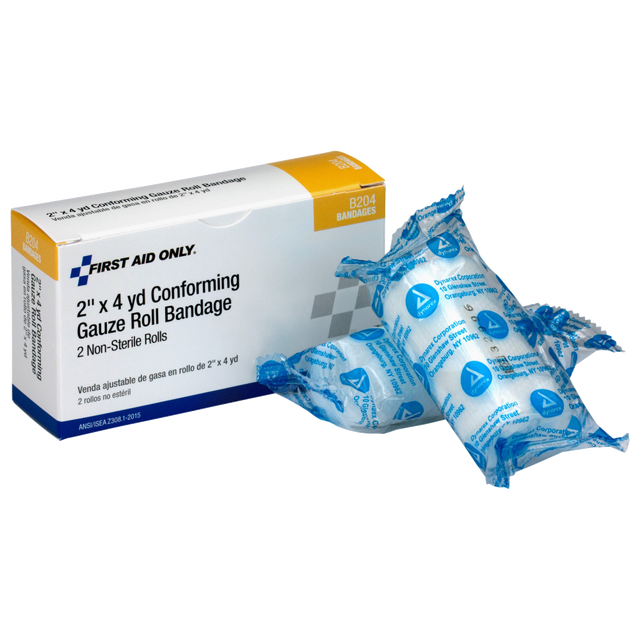 FIRST AID ONLY, INC. B204 First Aid Only Nonsterile Gauze Rolls, 2in, White, Pack Of 2