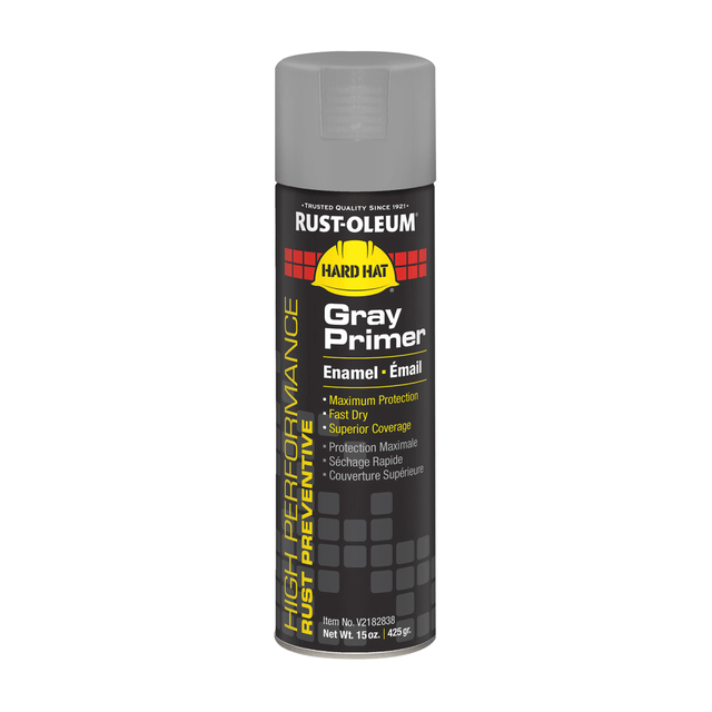 RUST-OLEUM CORPORATION V2182838 Rust-Oleum Hard Hat High Performance V2100 System Rust Preventive Enamel Spray Primer, 15 Oz, Flat Gray, Case Of 6 Cans RUST-OLEUM CORPORATION V2182838 Rust-Oleum Hard Hat High Performance V2100 System Rust Preventive Enamel Spray Primer, 15 Oz, Flat Gray, Case Of 6 Cans