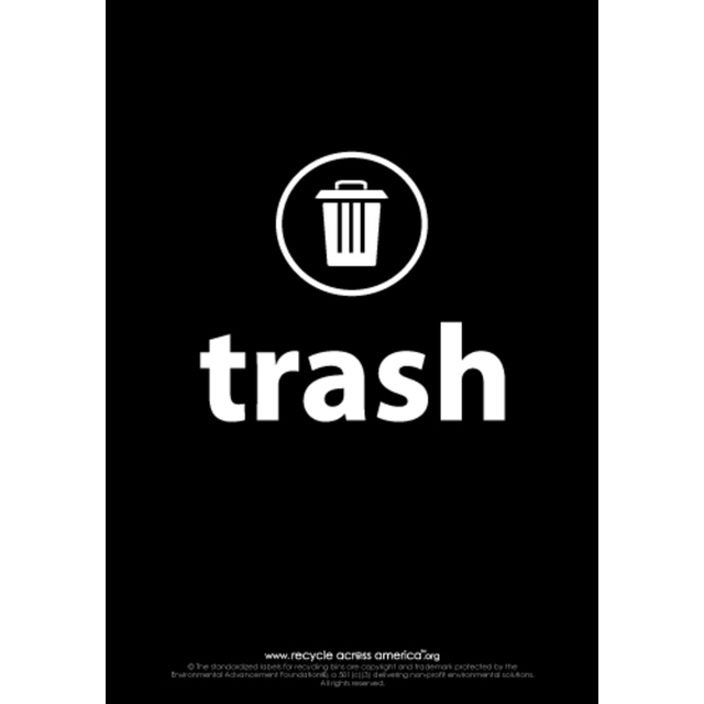 PACKAGING DYNAMICS TRASH-1007 Recycle Across America Trash Standardized Recycling Labels, TRASH-1007, 10in x 7in, Black PACKAGING DYNAMICS TRASH-1007 Recycle Across America Trash Standardized Recycling Labels, TRASH-1007, 10in x 7in, Black