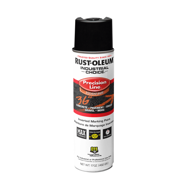 RUST-OLEUM CORPORATION 1675838V Rust-Oleum Industrial Choice M1600 System Solvent-Based Precision Line Inverted Marking Paint, 17 Oz, Black, Case Of 12 Cans