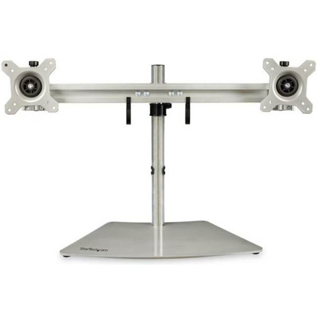 STARTECH.COM ARMDUOSS  Dual-Monitor Stand - Horizontal - For up to 24 VESA Mount Monitors - Silver - Up to 24 Screen Support - 35.27 lb Load Capacity - 16.1 Height x 37.4 Width - Desktop, Freestanding - Steel, Aluminum, Plastic - Silver