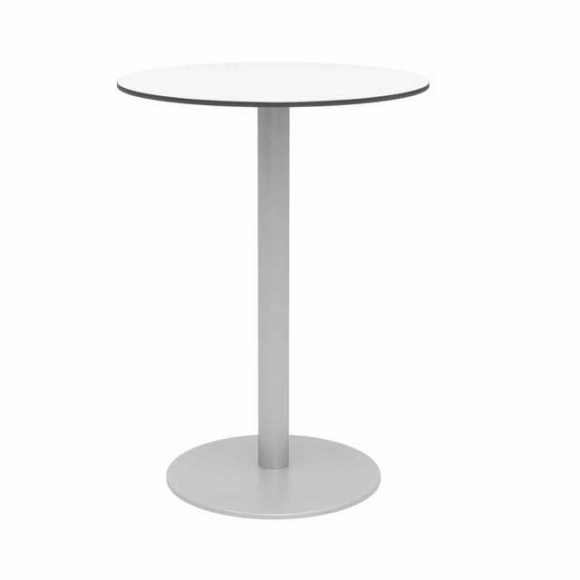 KENTUCKIANA FOAM INC 840031918284 KFI Studios Eveleen Round Outdoor Bistro Patio Table, 41inH x 30inW x 30inD, Designer White/Silver