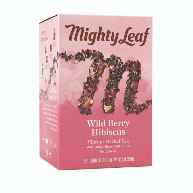 MIGHTY LEAF TEA CO 510144 Whole Leaf Tea Pouches, Wild Berry Hibiscus, 15/Box