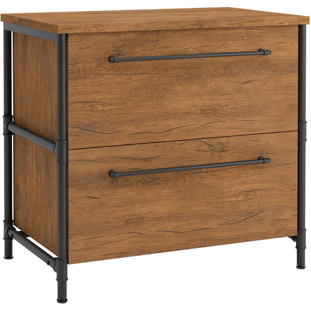 SAUDER WOODWORKING CO. 427135 Sauder Iron City 31inW x 20inD Lateral 2-Drawer File Cabinet, Checked Oak SAUDER WOODWORKING CO. 427135 Sauder Iron City 31inW x 20inD Lateral 2-Drawer File Cabinet, Checked Oak