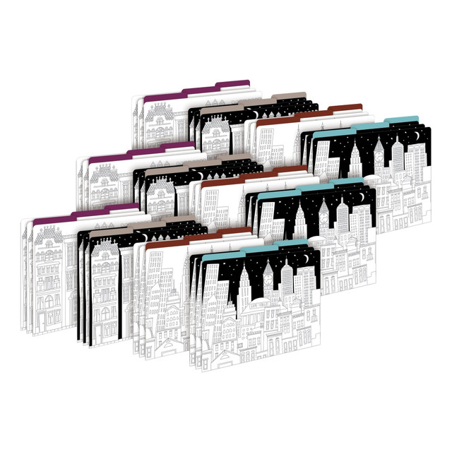 BARKER CREEK PUBLISHING, INC. BC3939 Barker Creek Tab File Folders, Letter Size, Color Me! Cityscapes, Pack Of 36 Folders