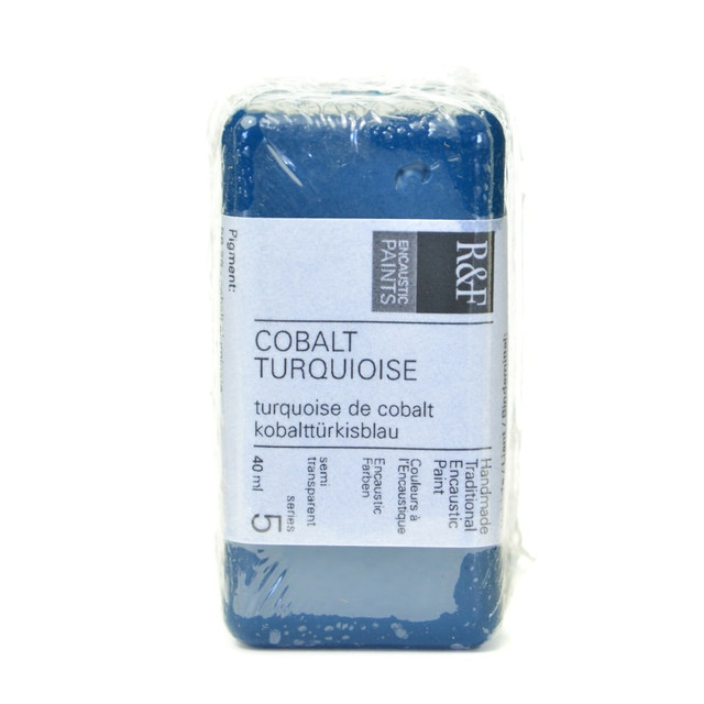 R & F HANDMADE PAINTS, INC. 1054 R & F Handmade Paints Encaustic Paint Cake, 40 mL, Cobalt Turquoise