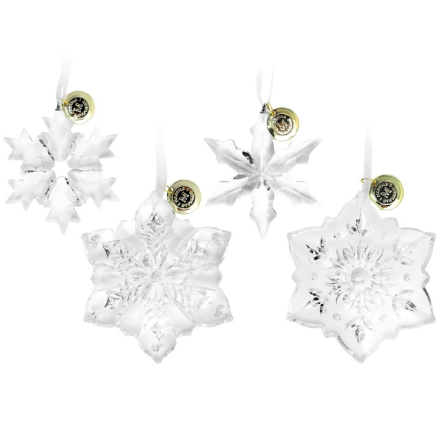 GIBSON OVERSEAS INC. 995117505M Martha Stewart Holiday Crystal Snowflake 4-Piece Ornament Set, Clear