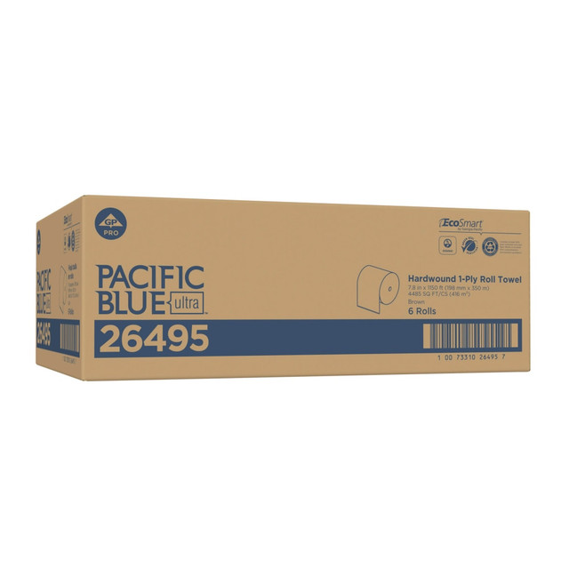 GEORGIA-PACIFIC CORPORATION 26495 Pacific Blue Ultra by GP PRO High-Capacity 1-Ply Paper Towels, 100% Recycled, Brown, 1150ft Per Roll, Pack Of 6 Rolls