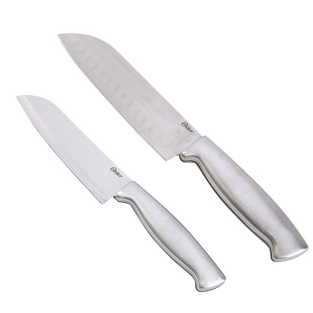 GIBSON OVERSEAS INC. 995101057M Oster Baldwyn 2-Piece Stainless-Steel Santoku Knife Set GIBSON OVERSEAS INC. 995101057M Oster Baldwyn 2-Piece Stainless-Steel Santoku Knife Set