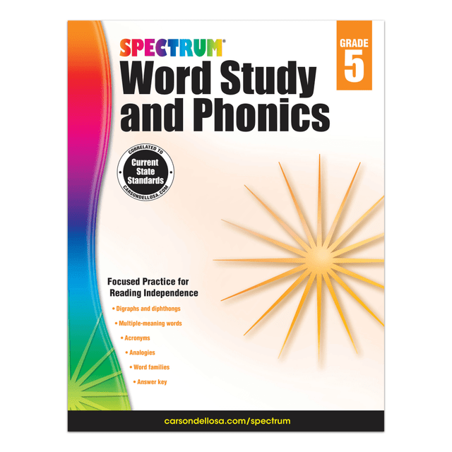 Foundational lessons help you guide your students towards greater reading proficiency. Reinforce the basics with this workbook.  Use to help kids learn basic skills needed for further reading success.  Progressive lessons help engage students and build upon previously learned information.  Lessons focus on essential skills, such as phonics, structural analysis and dictionary skills.  Designed for students in grade 5.  Lessons include acronyms, analogies, word families, multiple-meaning words and more.