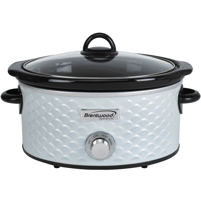 BRENTWOOD APPLIANCES, INC. SC-140W Brentwood SC-140W Scallop Pattern 4.5 Quart Slow Cooker, White - 220 W1.13 gal - Cooking - White BRENTWOOD APPLIANCES, INC. SC-140W Brentwood SC-140W Scallop Pattern 4.5 Quart Slow Cooker, White - 220 W1.13 gal - Cooking - White