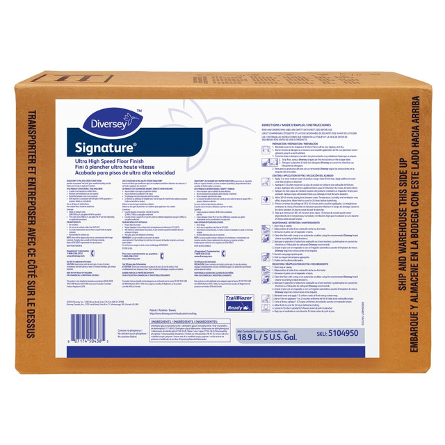 DIVERSEY 5104950  Signature UHS Floor Finish, 5 Gallons