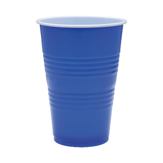 GENUINE JOE 11250 Cold Beverage Plastic Party Cups, 16 Oz, Blue/White, Pack Of 50 GENUINE JOE 11250 Cold Beverage Plastic Party Cups, 16 Oz, Blue/White, Pack Of 50