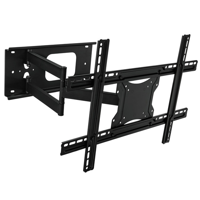 Create a dynamic entertainment area in your home with the Mount-It MI-345 Full-Motion TV Wall Mount. Adjust your screen with swivel, tilt and extension features to find your ideal viewing angle.  Compatible with screens from 32in to 60in.  Made from heavy-duty cold-rolled steel.  Extends and compresses.  Tilts 12 deg..  Swivels 90 deg..  Large cable management opening.  VESA compatible.  Weight capacity tested to support 100 lb.  Backed by the manufacturer's 5-year limited warranty.