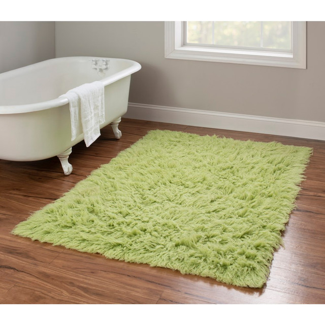 LINON HOME DECOR PRODUCTS, INC OD4864 Linon Flokati Area Rug, 43in x 67in, Morrigan 1400G Lime Green