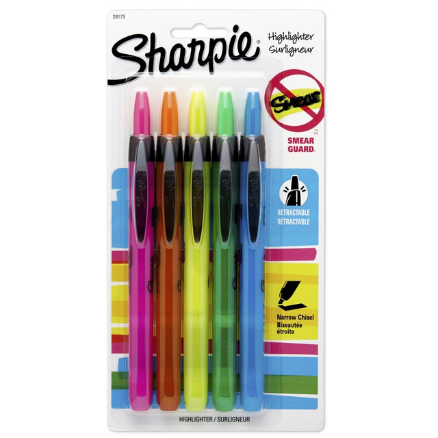 NEWELL BRANDS INC. 28175 Sharpie Accent Retractable Highlighters, Assorted Colors, Pack Of 5