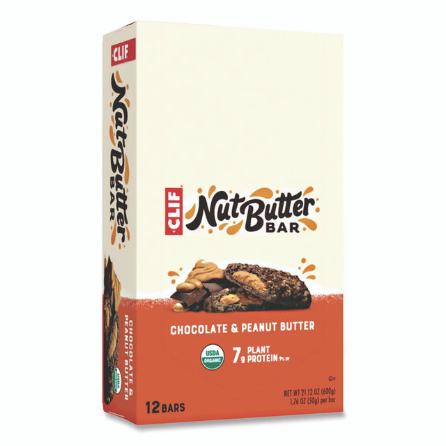 CLIF BAR & COMPANY CCC56801 Nut Butter Filled Energy Bar, Chocolate Peanut Butter, 1.76 oz Bar, 12 Bars/Box