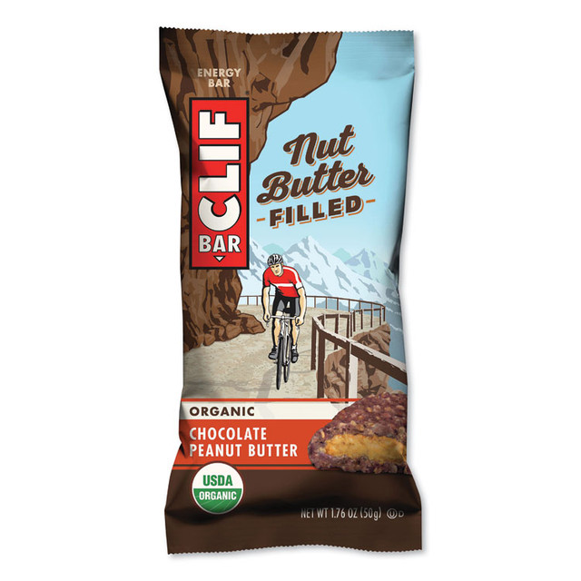 CLIF BAR & COMPANY CCC56801 Nut Butter Filled Energy Bar, Chocolate Peanut Butter, 1.76 oz Bar, 12 Bars/Box